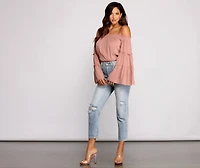 Flowy Feels Off The Shoulder Crop Top