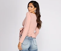 Poised Peplum Wrap Front Top