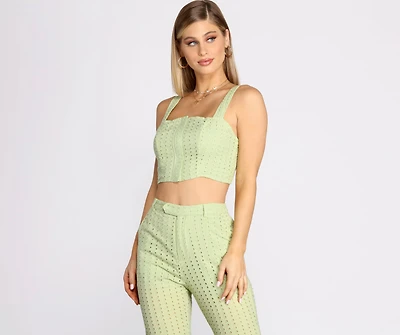 Take A Cue Eyelet Crop Top