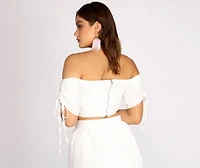 Seaside Babe Off Shoulder Crop Top