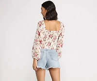 Off The Shoulder Floral Smocked Top