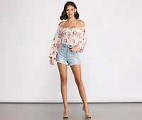 Off The Shoulder Floral Smocked Top