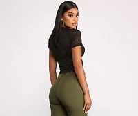 Short Sleeve Lace Crop Top