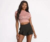 Short Sleeve Lace Crop Top