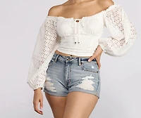 Effortless Eyelet Detail Crop Top