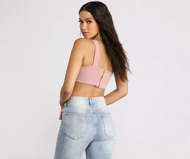 One Shoulder Ribbed Crop Top