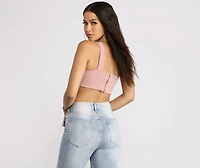 One Shoulder Ribbed Crop Top