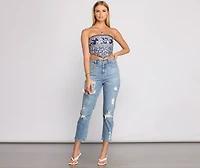 Smocked Floral Fusion Tube Scarf Top