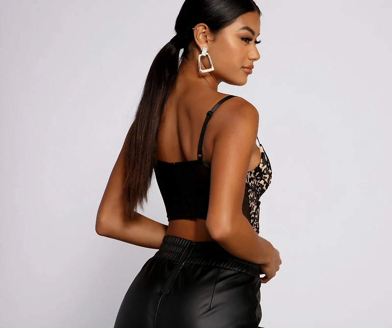 Leopard Print Cropped Burnout Bustier