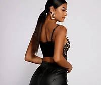 Leopard Print Cropped Burnout Bustier