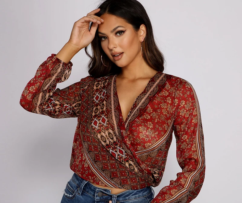 Bohemian Beauty Surplice Tie Back Top