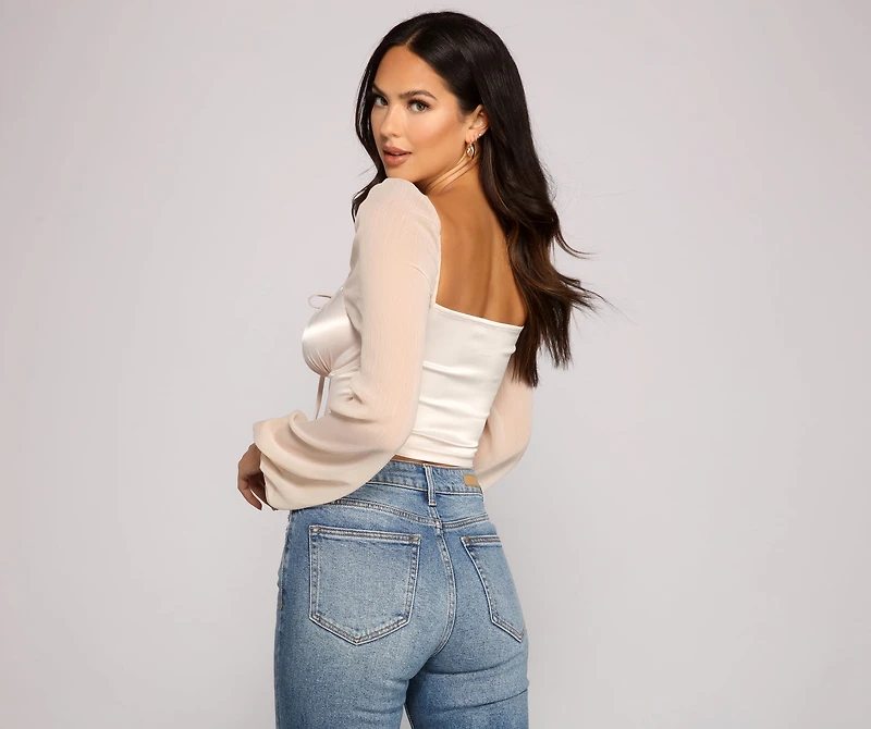 Stylish Sweetheart Satin Crop Top