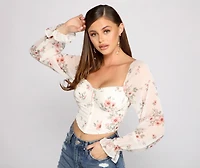 Lookin' Fresh Floral Chiffon Crop Top