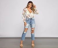 Bloom Beauty Floral Chiffon Bodysuit