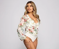 Bloom Beauty Floral Chiffon Bodysuit