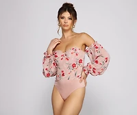 Sweet And Chic Floral Chiffon Bodysuit