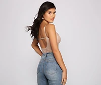 Sultry-Chic Eyelash Lace Bustier Bodysuit