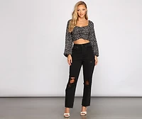 Caught A Floral Gauze Knit Crop Top