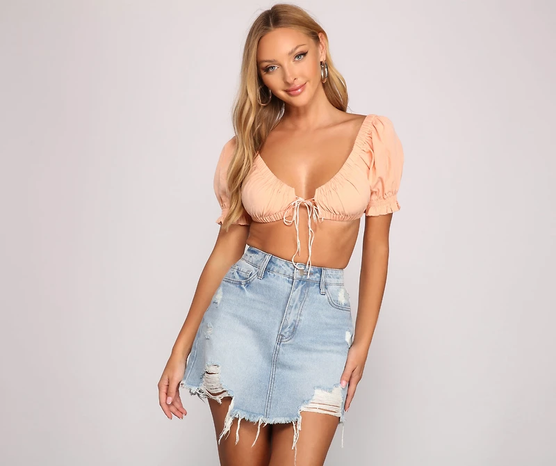 On Trend Tie Front Crop Top