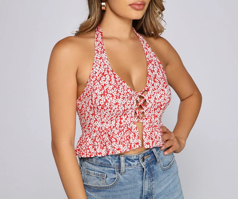 Pep Of Florals Peplum Top