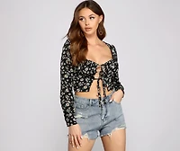 Darling Daisy Tie-Front Crop Top