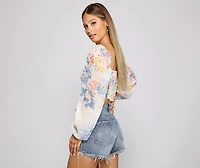 Sweet Vibes Floral Chiffon Crop Top