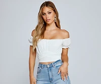 Sweet And Stylish Puff-Sleeve Crop Top