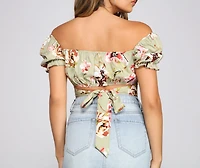 Floral Dreams Puff Sleeve Crop Top