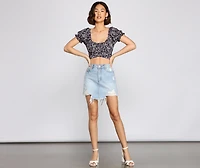 Floral Obsession Puff Sleeve Crop Top