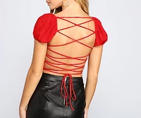 Chic Chiffon Lattice Back Crop Top