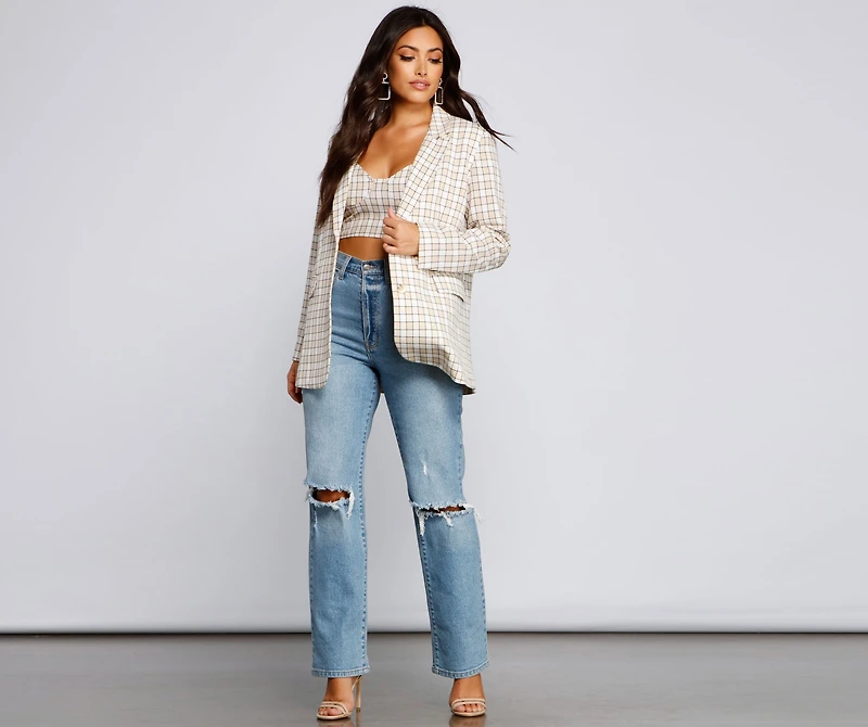 Polished Glam Cropped Plaid Bustier