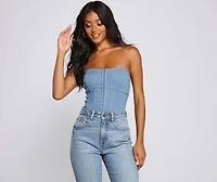 Trendy Glow Up Denim Corset