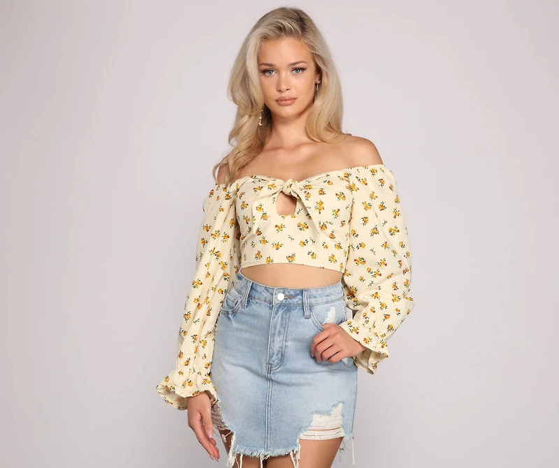 Sealed Florals Bow Crop Top