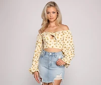 Sealed Florals Bow Crop Top