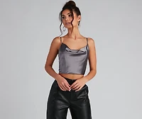 Sleek And Fab Satin Crop Top