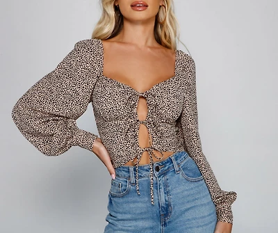 Queen Of The Jungle Tie Front Top