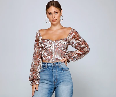 Lookin' Fresh Floral Chiffon Crop Top