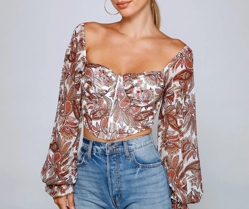 Lookin' Fresh Floral Chiffon Crop Top