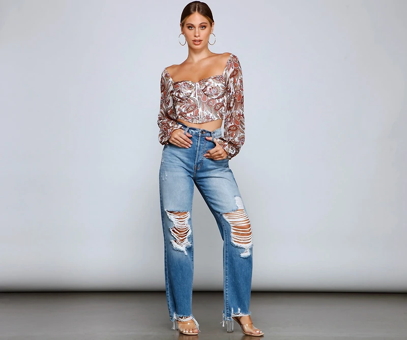 Lookin' Fresh Floral Chiffon Crop Top