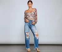 Lookin' Fresh Floral Chiffon Crop Top