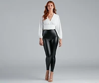 High Collar Crepe Surplice Blouse