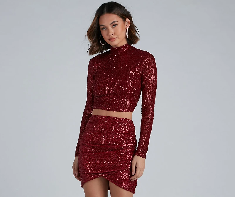 Holiday Sparkle Sequin Crop Top
