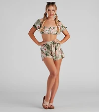 On Vacay Tropical Puff Sleeve Top