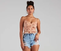 Floral Retreat Chiffon Peplum Tank Top