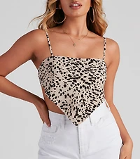 Wild Spots Leopard Satin Scarf Top