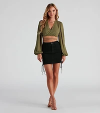 Heat Wave Gauze Wrap Tie Crop Top