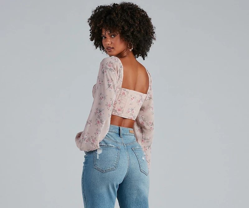 Full Bloom Floral Crepe Bustier