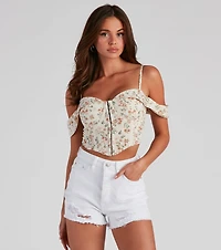 Season Floral Off-The-Shoulder Bustier