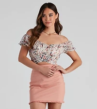 Floral Blooms Chiffon Tie-Back Top