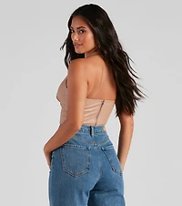 Made To Be Seen PU Halter Crop Top